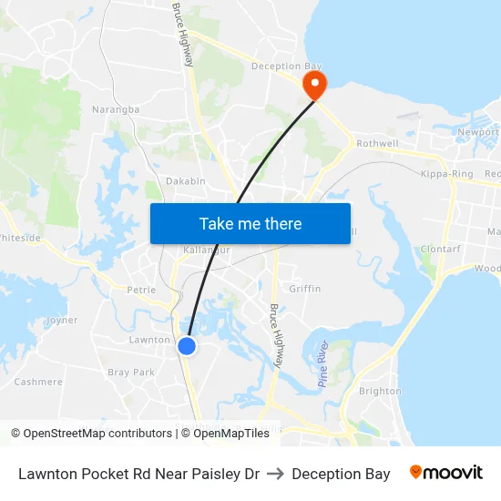 Lawnton Pocket Rd Near Paisley Dr to Deception Bay map