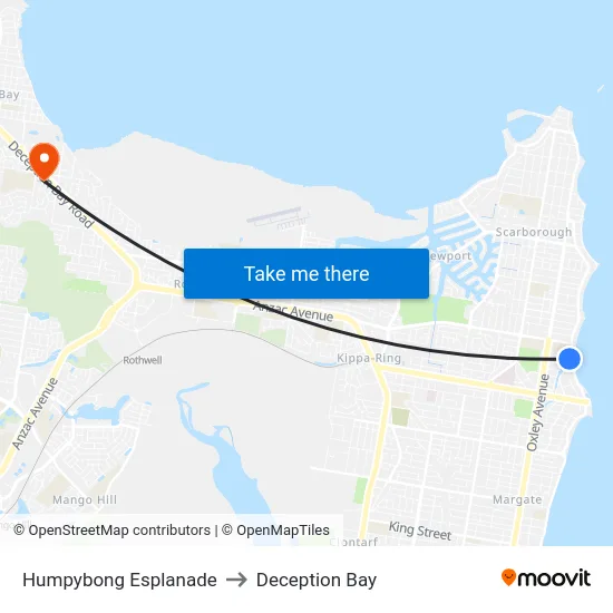Humpybong Esplanade to Deception Bay map