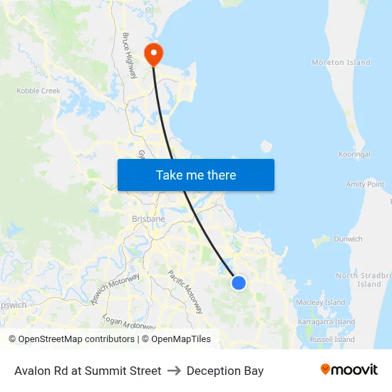 Avalon Rd at Summit Street to Deception Bay map