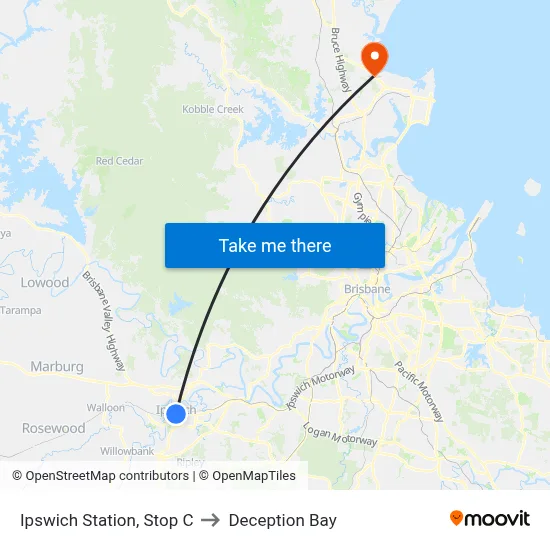 Ipswich Station, Stop C to Deception Bay map