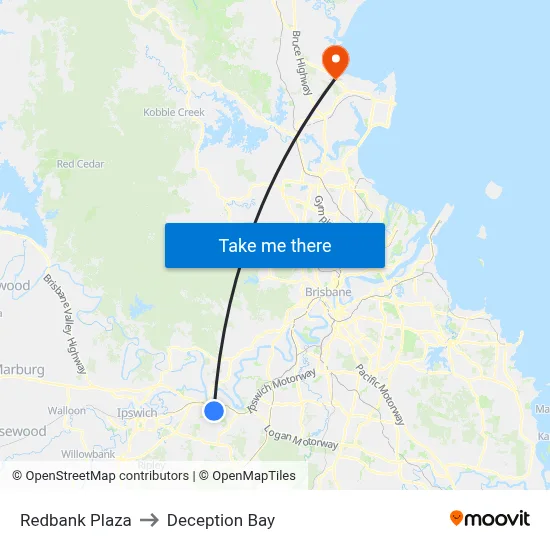 Redbank Plaza to Deception Bay map