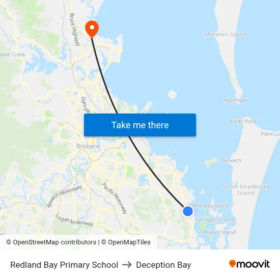 Redland Bay Primary School to Deception Bay map