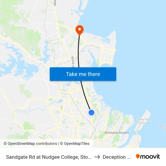 Sandgate Rd at Nudgee College, Stop 17 to Deception Bay map
