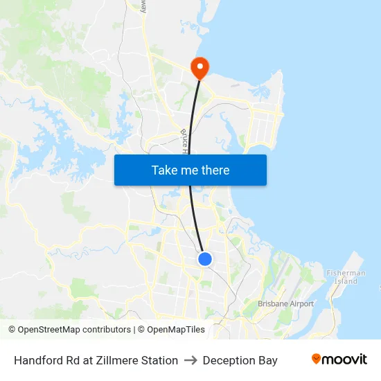 Handford Rd at Zillmere Station to Deception Bay map