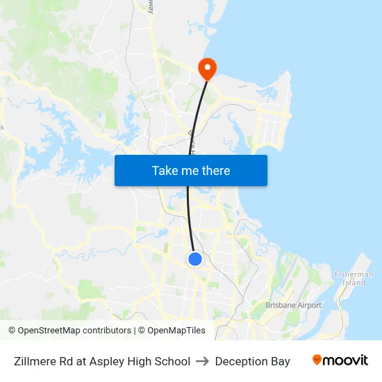 Zillmere Rd at Aspley High School to Deception Bay map