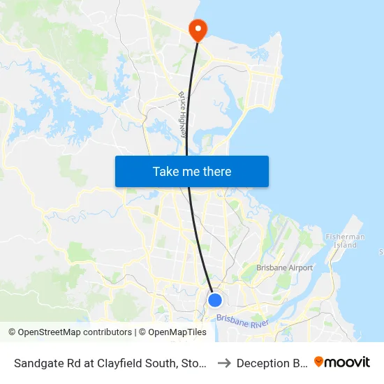 Sandgate Rd at Clayfield South, Stop 23 to Deception Bay map