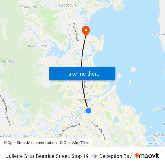 Juliette St at Beatrice Street, Stop 19 to Deception Bay map