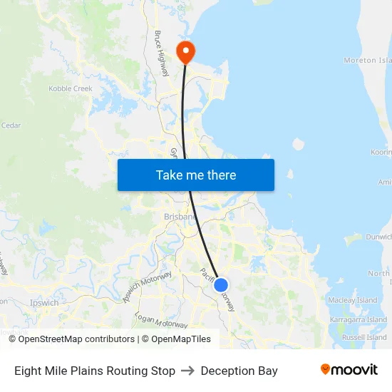 Eight Mile Plains Routing Stop to Deception Bay map