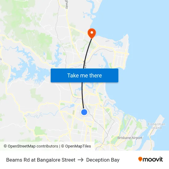 Beams Rd at Bangalore Street to Deception Bay map