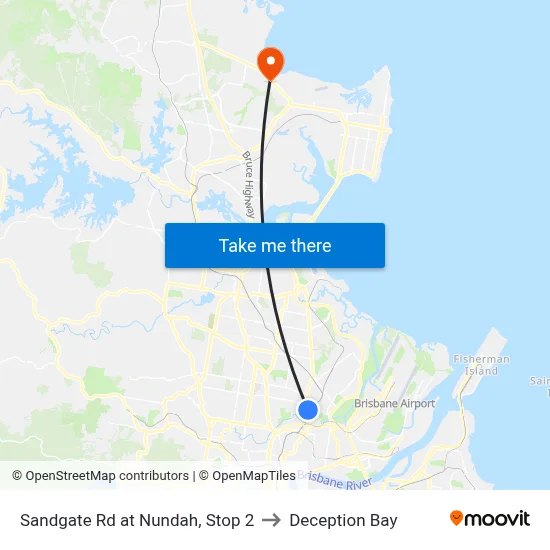Sandgate Rd at Nundah, Stop 2 to Deception Bay map