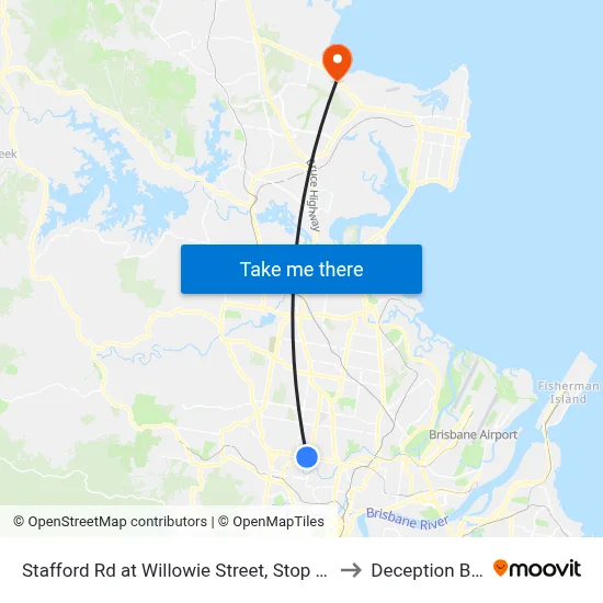 Stafford Rd at Willowie Street, Stop 30a to Deception Bay map