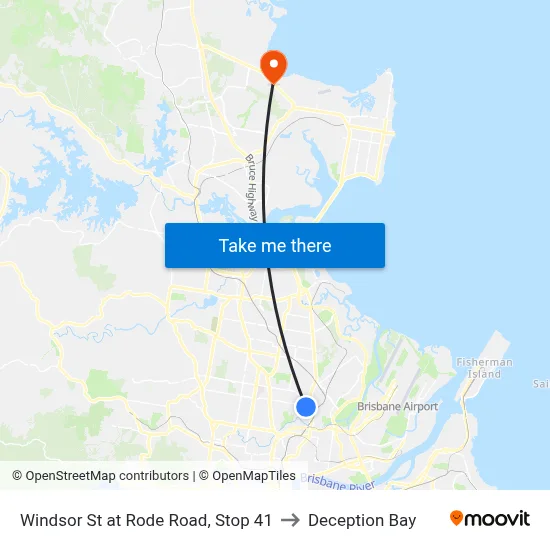 Windsor St at Rode Road, Stop 41 to Deception Bay map
