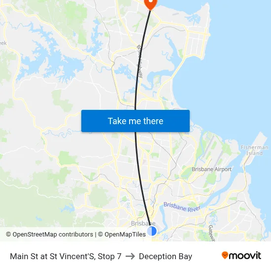 Main St at St Vincent'S, Stop 7 to Deception Bay map