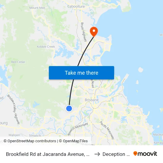 Brookfield Rd at Jacaranda Avenue, Stop 43 to Deception Bay map