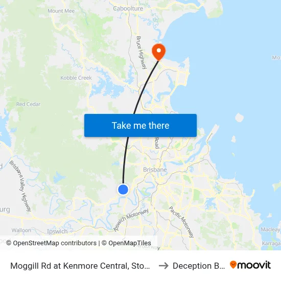 Moggill Rd at Kenmore Central, Stop 37 to Deception Bay map