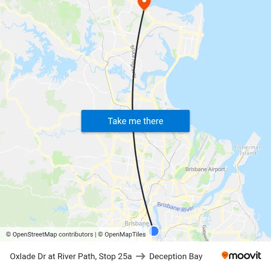 Oxlade Dr at River Path, Stop 25a to Deception Bay map