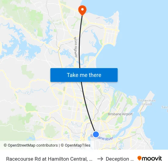Racecourse Rd at Hamilton Central, Stop 20 to Deception Bay map