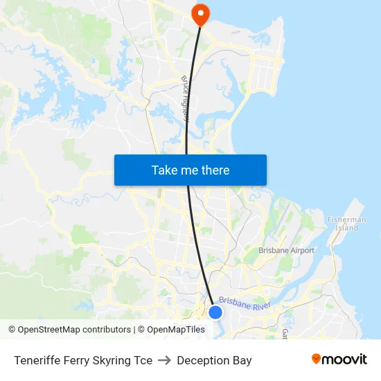 Teneriffe Ferry Skyring Tce to Deception Bay map
