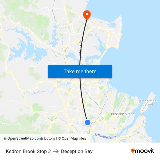 Kedron Brook Stop 3 to Deception Bay map