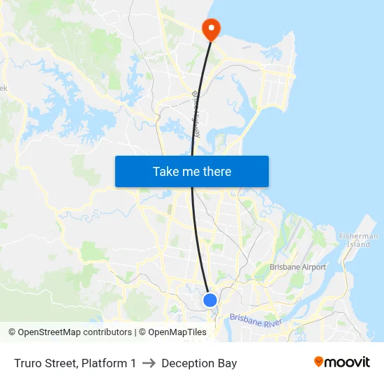 Truro Street, Platform 1 to Deception Bay map
