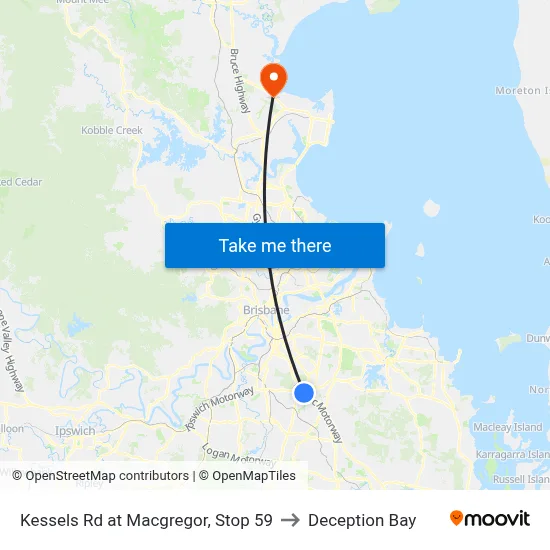 Kessels Rd at Macgregor, Stop 59 to Deception Bay map
