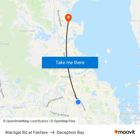 Warrigal Rd at Fanfare to Deception Bay map