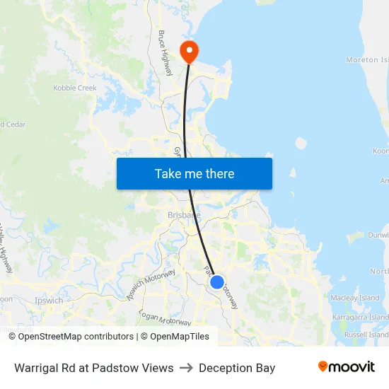 Warrigal Rd at Padstow Views to Deception Bay map