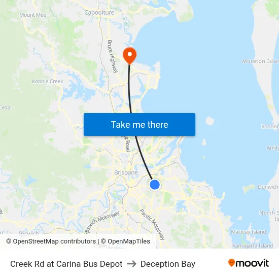 Creek Rd at Carina Bus Depot to Deception Bay map