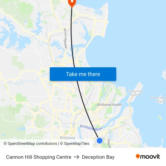 Cannon Hill Shopping Centre to Deception Bay map