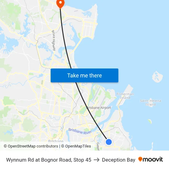 Wynnum Rd at Bognor Road, Stop 45 to Deception Bay map