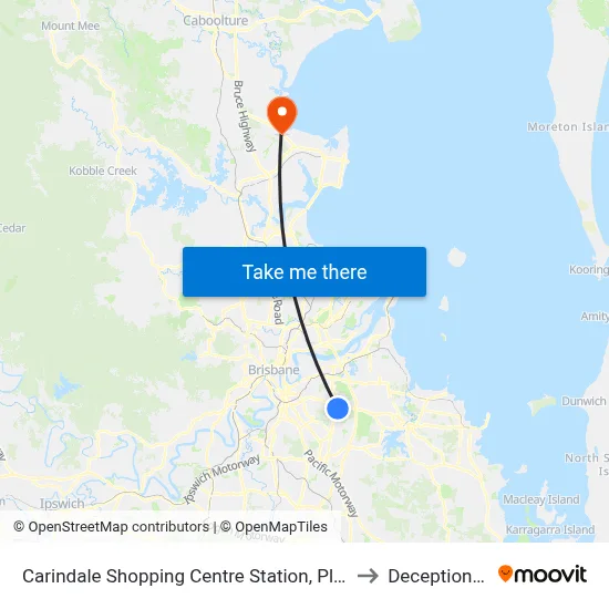 Carindale Shopping Centre Station, Platform G to Deception Bay map