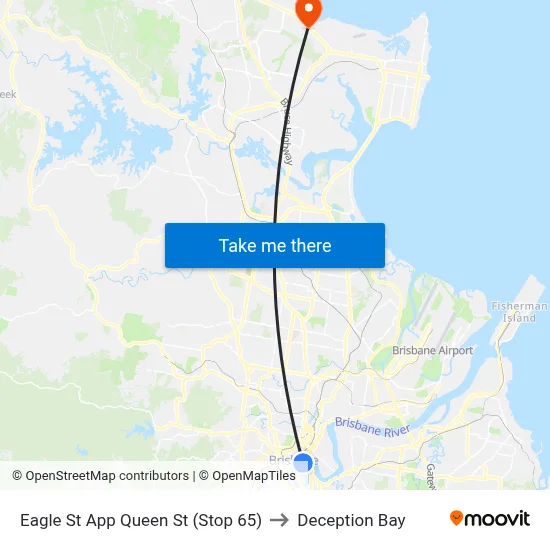 Eagle St App Queen St (Stop 65) to Deception Bay map
