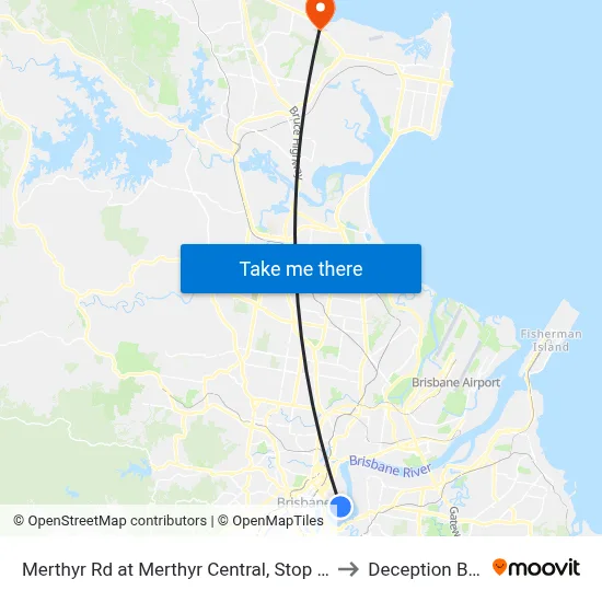 Merthyr Rd at Merthyr Central, Stop 11 to Deception Bay map