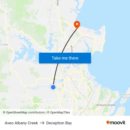 Aveo Albany Creek to Deception Bay map