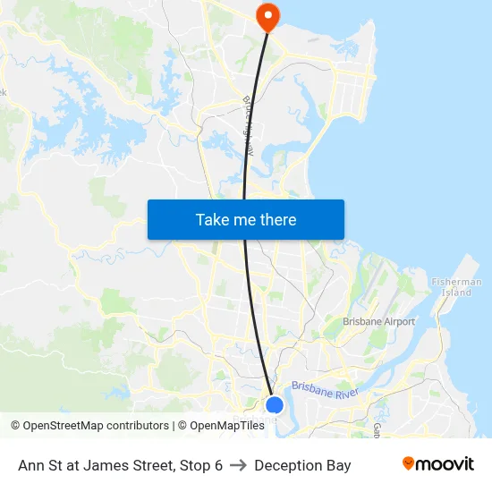 Ann St at James Street, Stop 6 to Deception Bay map