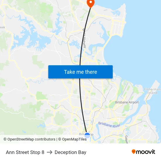 Ann Street Stop 8 to Deception Bay map