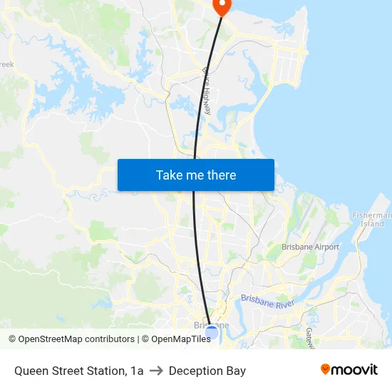 Queen Street Station, 1a to Deception Bay map