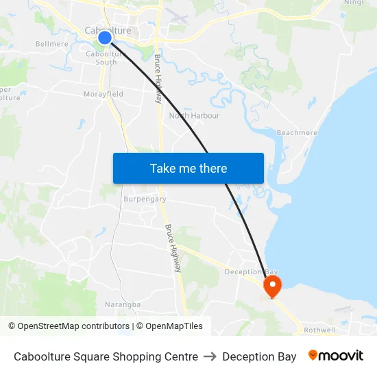 Caboolture Square Shopping Centre to Deception Bay map