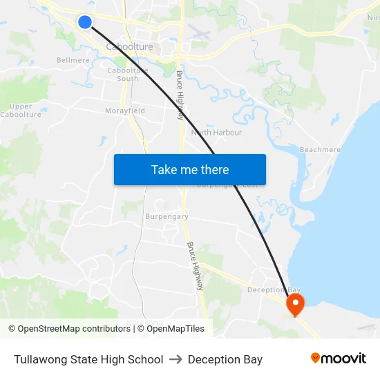 Tullawong State High School to Deception Bay map
