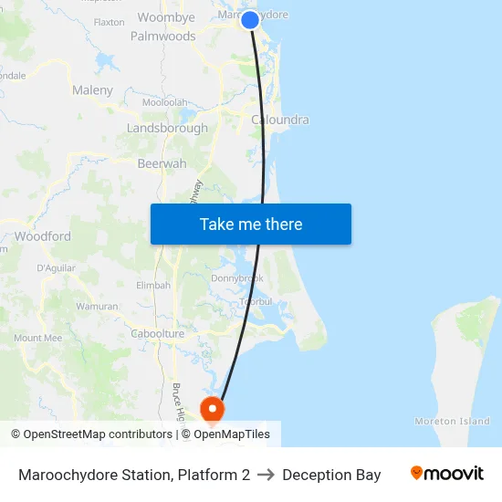 Maroochydore Station, Platform 2 to Deception Bay map