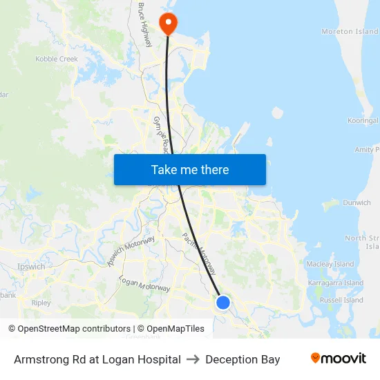 Armstrong Rd at Logan Hospital to Deception Bay map