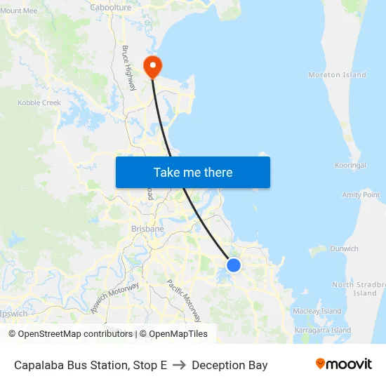 Capalaba Bus Station, Stop E to Deception Bay map