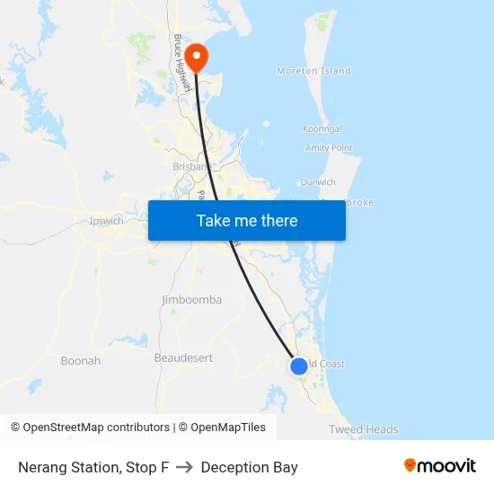 Nerang Station, Stop F to Deception Bay map