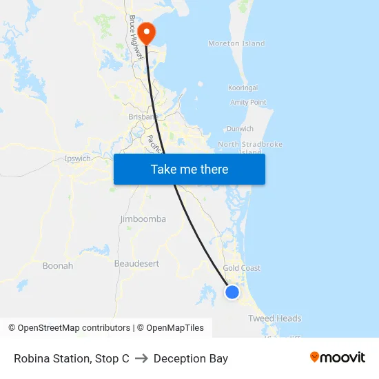 Robina Station, Stop C to Deception Bay map