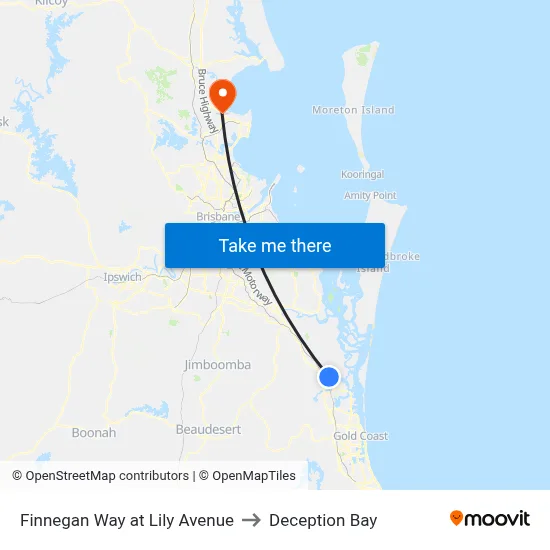 Finnegan Way at Lily Avenue to Deception Bay map