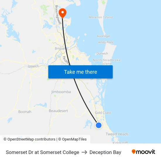 Somerset Dr at Somerset College to Deception Bay map