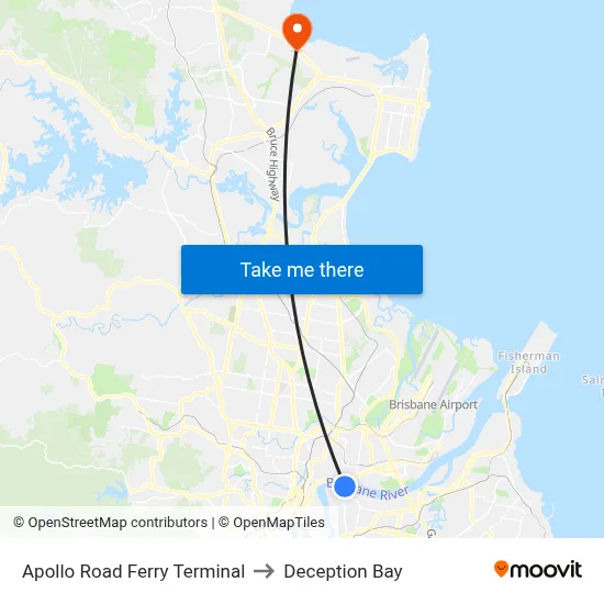 Apollo Road Ferry Terminal to Deception Bay map