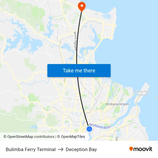 Bulimba Ferry Terminal to Deception Bay map