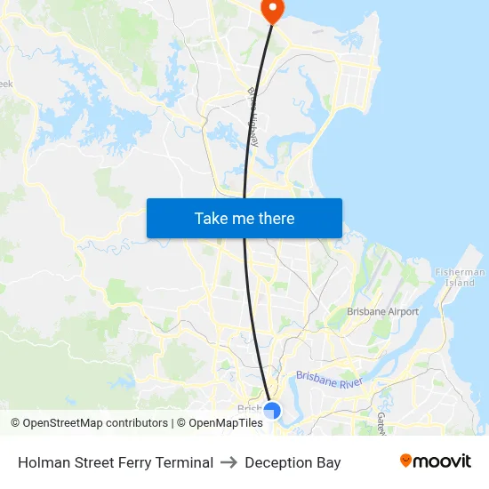 Holman Street Ferry Terminal to Deception Bay map