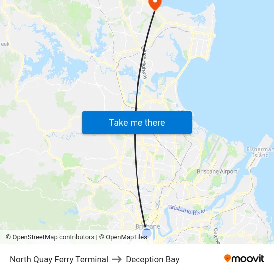 North Quay Ferry Terminal to Deception Bay map
